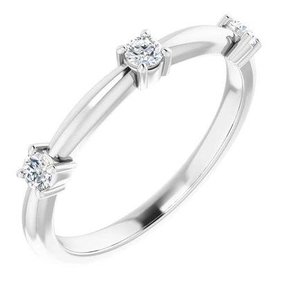 Three Stone Diamond Ring 0.90 Carats 14K White Gold Jewelry Three Stone Ring