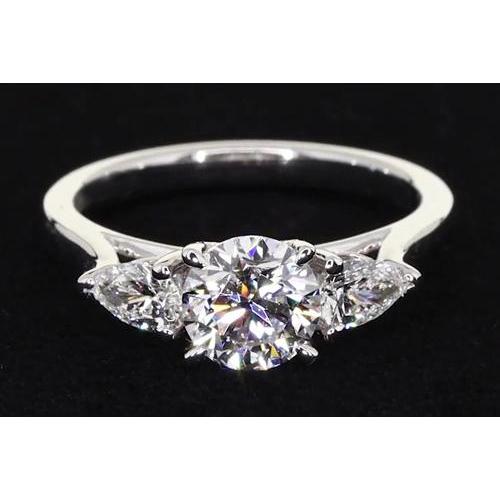 Three Stone Engagement Ring 4 Prong Set Jewelry 2 Carats Three Stone Ring