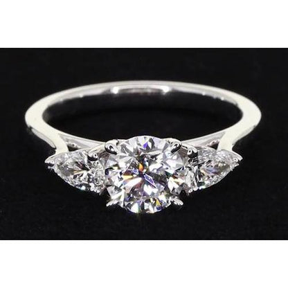 Three Stone Engagement Ring 4 Prong Set Jewelry 2 Carats Three Stone Ring
