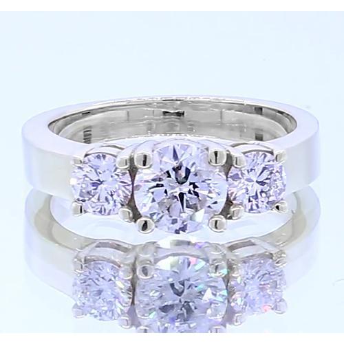 Three Stone Engagement Ring 4 Prong Setting White Gold 14K Vs1 F Jewelry 2 Carats Three Stone Ring
