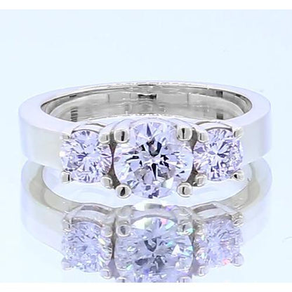 Three Stone Engagement Ring 4 Prong Setting White Gold 14K Vs1 F Jewelry 2 Carats Three Stone Ring