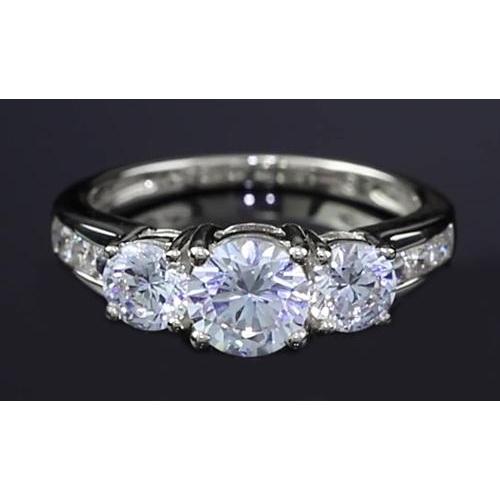 Three Stone Engagement Ring Round Basket Prong Setting 3 Carats Three Stone Ring