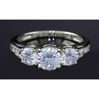 Three Stone Engagement Ring Round Basket Prong Setting 3 Carats Three Stone Ring