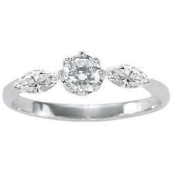 Three-Stone 1.15 Carats Diamond Engagement Ring White Gold 14K New