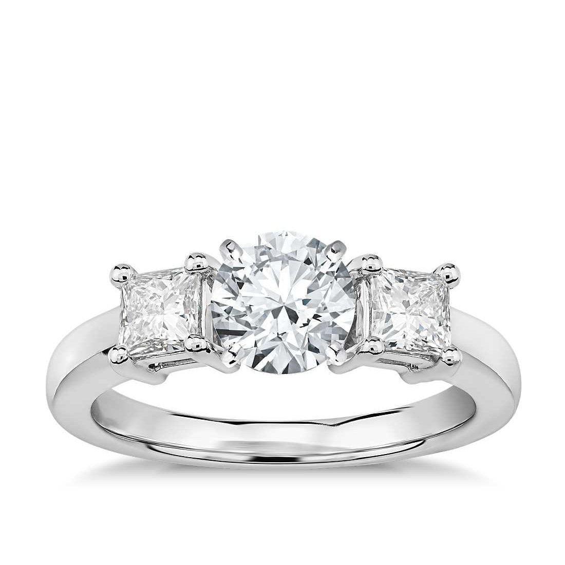 Three Stone Prong Set 3.75 Ct Diamonds Anniversary Ring White Gold Three Stone Ring