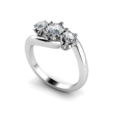 Three Stone Prong Set Round Cut 1.60 Ct Natural Earth Mined Diamonds Wedding Ring