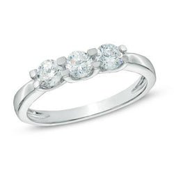 Three Stone Round Cut 1.50 Ct Diamonds Engagement Ring White Gold 14K