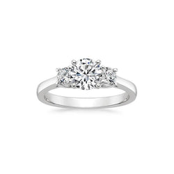 3 Stone Round Cut 3 Ct Diamonds Engagement Ring White Gold 14K