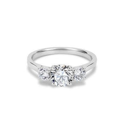 3 Ct Natural Earth Mined Diamonds Engagement Ring Three Stone White Gold 14K