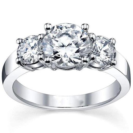 Three Stone Style Diamonds Engagement Ring 3.50 Carats White Gold 14K Three Stone Ring