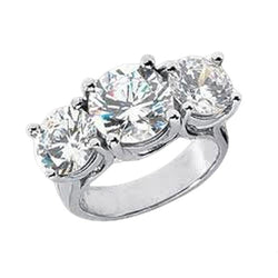 4 Carat Three Stone White Gold Diamond Women Engagement Ring New