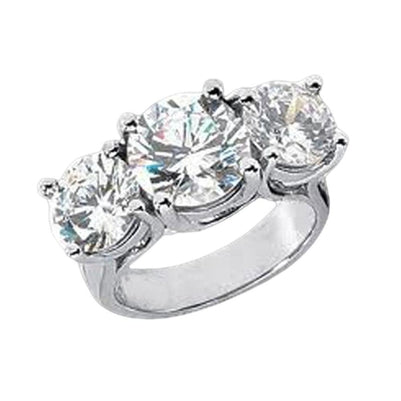 Three Stone White Gold Genuine Diamond Women Engagement Ring New 4 Carat Three Stone Ring
