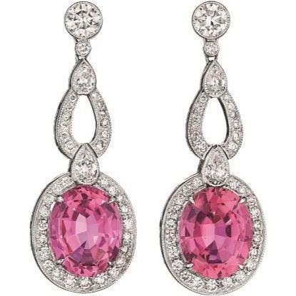 Sparkling Unique  Tourmaline And Diamond Dangle Earring Solid White Gold  