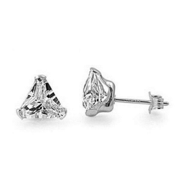 Triangle Cut Sparkling 2Ct Diamonds Lady Studs Earring 14K White Gold Stud Earrings