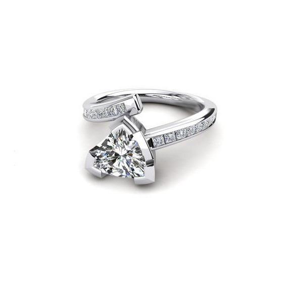 Toi et Moi Trillion And Princess Cut 2.40 Ct Diamonds Engagement Ring Engagement Ring