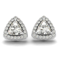 Trillion And Round Cut Gorgeous 4.70 Ct Diamonds Studs Halo Earring