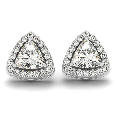 New Trillion And Round Cut Gorgeous  Diamonds Studs Halo Earring 