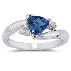 Trillion Cut Sri Lanka Sapphire And Round Cut Diamonds 2.30 Ct Ring