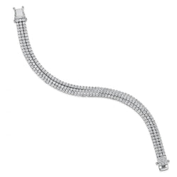 Triple Row 6.60 Carats Small Round Natural Earth Mined Diamonds Tennis Bracelet WG 14K