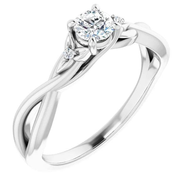 Twisted Shank 1.40 Carats Diamond Ring White Gold 14K Engagement Ring