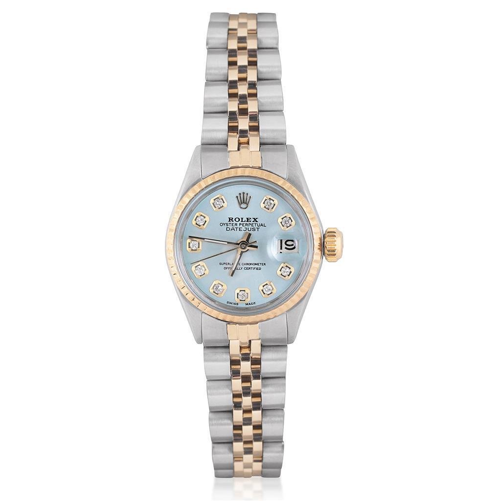 Two Tone Jubilee Rolex Datejust Lady Watch Diamond Dial Fluted Bezel Rolex