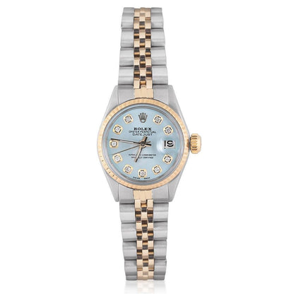 Two Tone Jubilee Rolex Datejust Lady Watch Diamond Dial Fluted Bezel Rolex