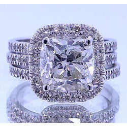 Vintage Type Anniversary Ring Cushion Diamond 4.50 Carats