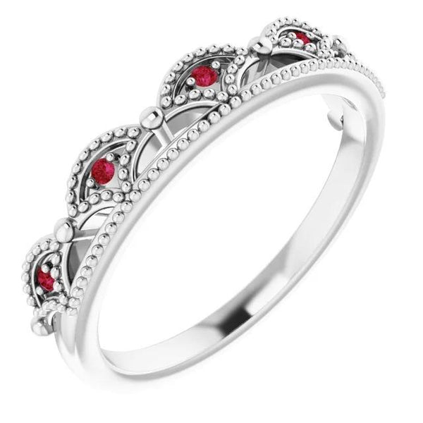 Wedding Aniversary Band 0.50 Carats Antique Style Ruby Women Jewelry Gemstone Ring