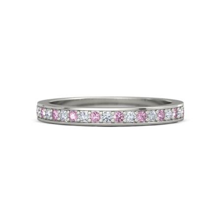 Wedding Band 0.60 Carats Round Diamonds & Pink Sapphires Women Jewelry New Gemstone Ring