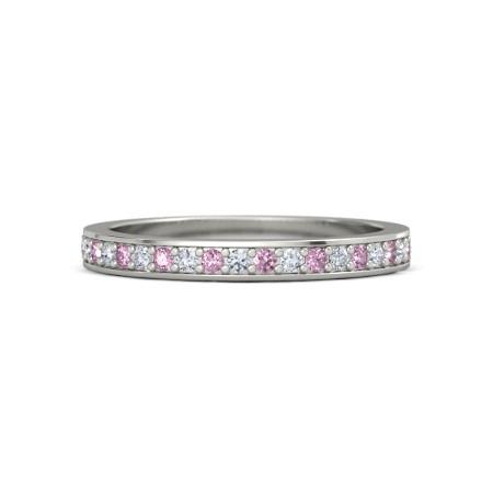 Wedding Band 0.60 Carats Round Diamonds & Pink Sapphires Women Jewelry New Gemstone Ring