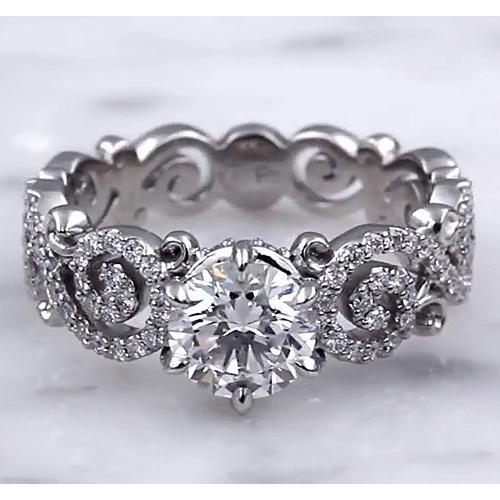 Wedding Band Style Ring 3.50 Carats Round Diamonds 6 Prong Setting Band