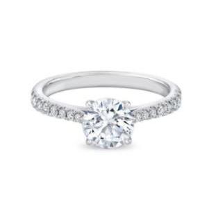 Wedding  Sparkling Unique Lady’s Solitaire Ring with Accents White Gold Diamond  