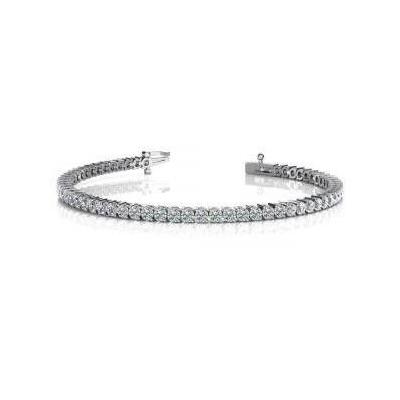 WG 10K Two Prong Set Round Lab Grown Diamond Tennis Bracelet 6.20 Ct