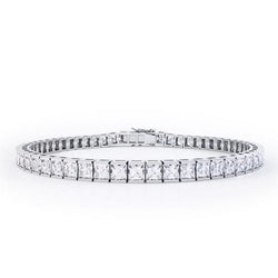 Real  WG 14K Princess Cut Sparkling 11 Carats Diamonds Tennis Bracelet