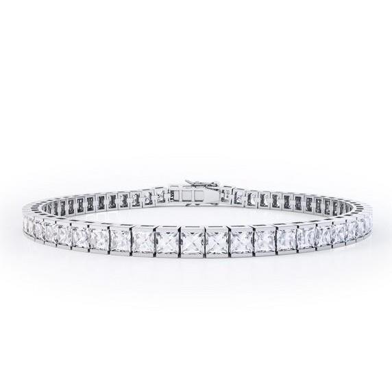 Wg 14K Princess Cut Sparkling 11.00 Carats Diamonds Tennis Bracelet Tennis Bracelet