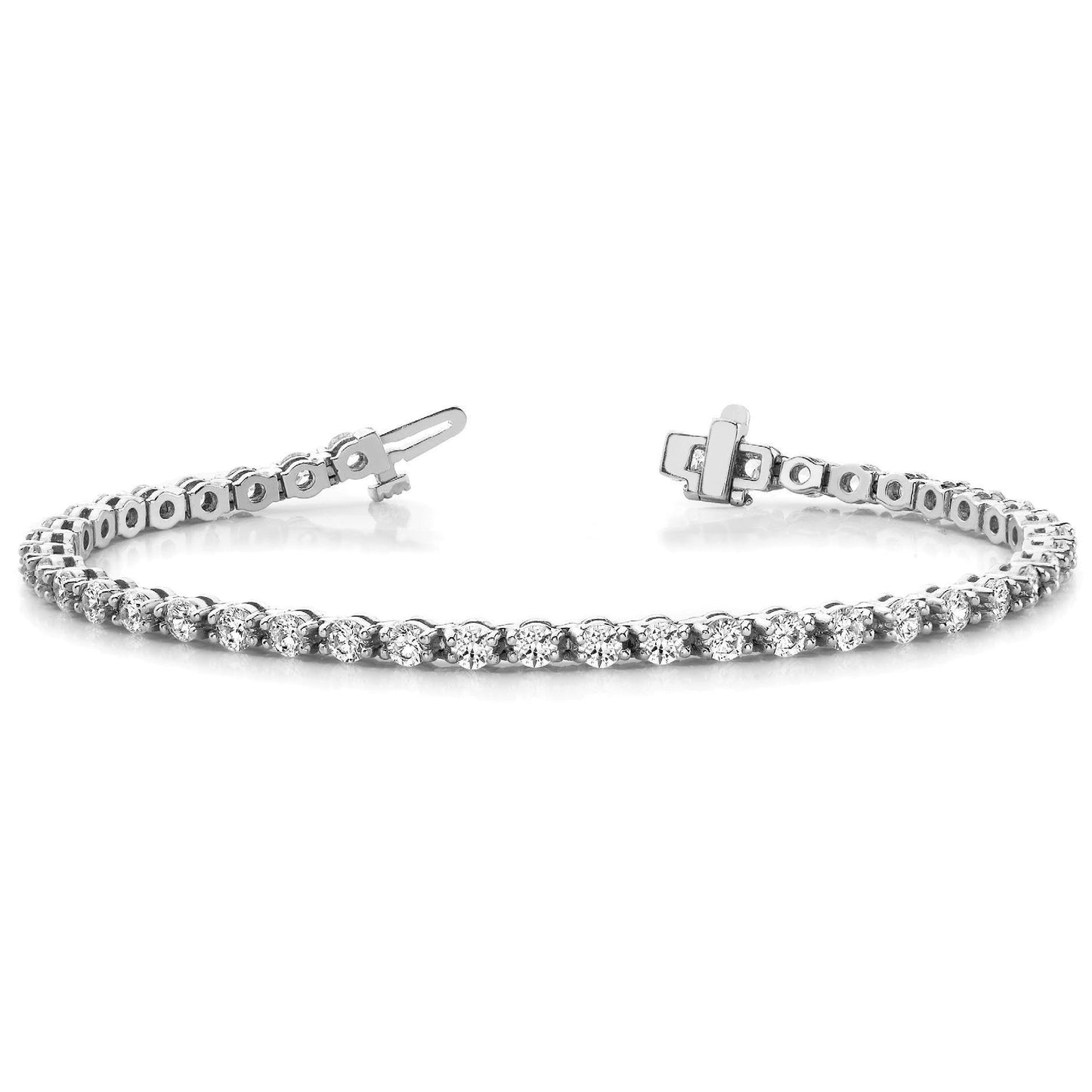 Wg 14K Sparkling Prong Set 4.40 Carats Diamonds Tennis Bracelet Tennis Bracelet