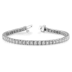 Real  Wg 14K Sparkling Round Cut 2.55 Carats Diamonds Tennis Bracelet