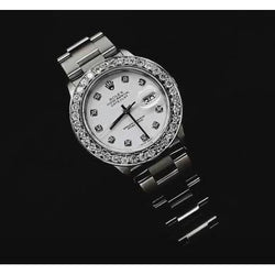 White Dial Custom Diamond Big Bezel Rolex Dj Watch Stainless Steel