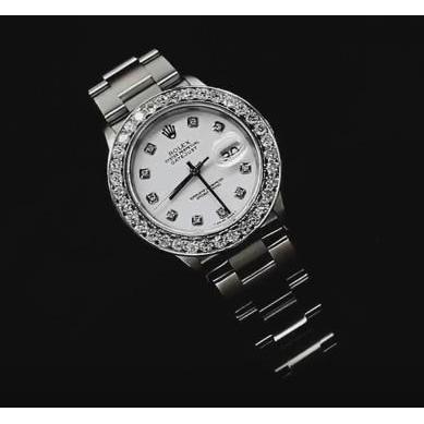 White Dial Custom Diamond Big Bezel Rolex Dj Watch Stainless Steel Watch Bezel