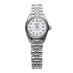 White Diamond Dial Rolex Perpetual Ss Women Datejust Watch