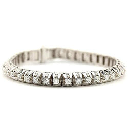 Genuine  White Diamond Tennis Bracelet 6.35 Carats White Gold Jewelry 14K