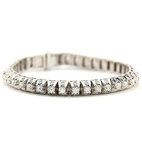 White Diamond Tennis Bracelet 6.35 Carats Women White Gold Jewelry 14K Tennis Bracelet