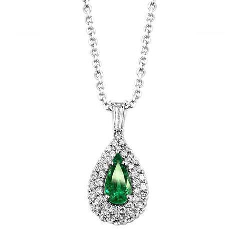 White Diamonds Green Emerald With Pendant Necklace Wg 14K 3.90 Ct. Jewelry Gemstone Pendant