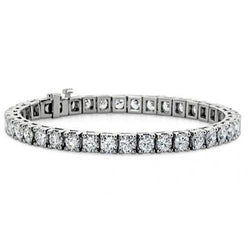 White Gold 10K Prong Set Round Cut 12 Carats Lab Grown Diamonds Bracelet
