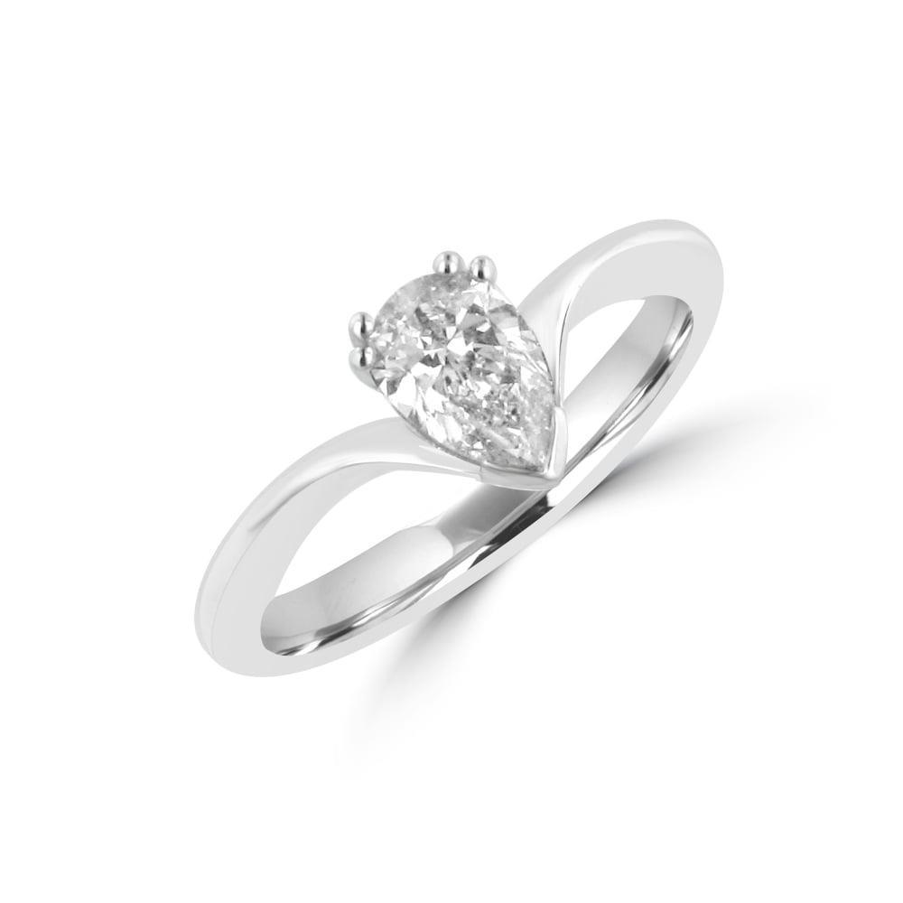  Lady’s  Heart shape Twisted Sparkling Unique Solitaire White Gold Diamond Ring 