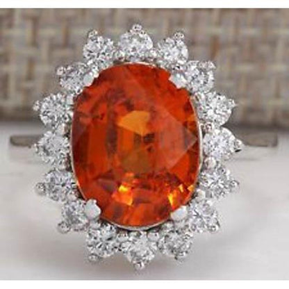 White Gold Red Garnet With Diamonds Anniversary Ring Gemstone Ring
