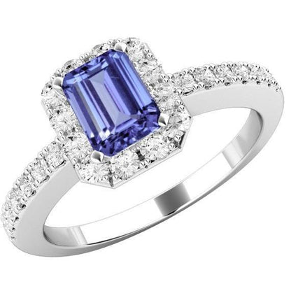 White Gold  Ladies Tanzanite And Diamonds Ring New Gemstone Ring