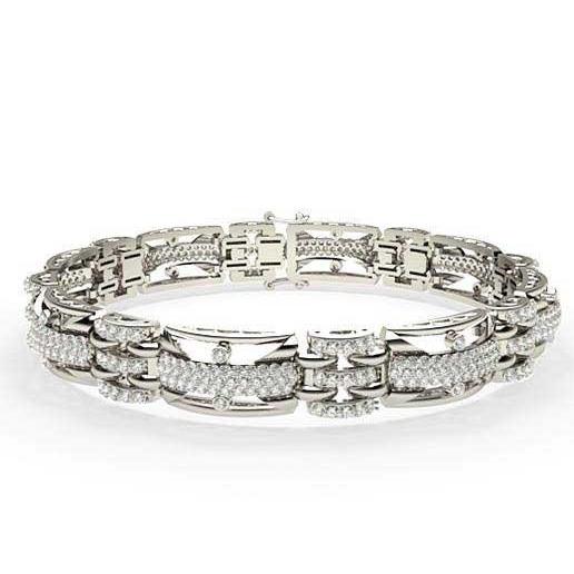 White Gold 14K 12.25 Carats Diamonds Mens Bracelet  F/G Vs2/Si New Mens Bracelet