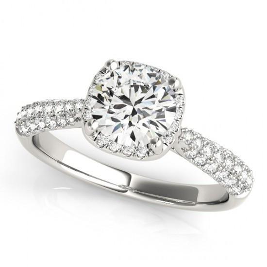 White Gold 14K 1.50 Carat Halo Round Diamonds Solitaire With Accents Ring New Halo Ring