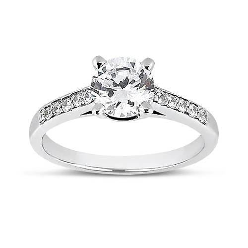 Fancy Style   Antique Lady’s  Style White Elegant Gold Diamond Solitaire Ring with Accents